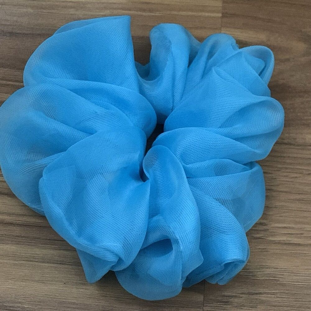 New Blue Chiffon Scrunchie Hair Tie XLarge Women’s And Girls - Picture 7 of 12